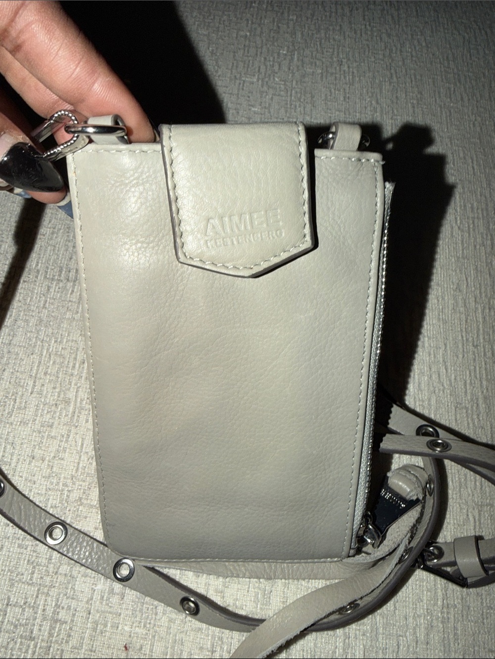 Aimee Kestenberg Leather Phone Crossbody Bag - Out of Office - Elephant Gray